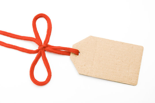 Red Shoelace,bow With Cardboard Tag