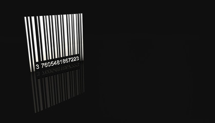 3D chrome barcode black background