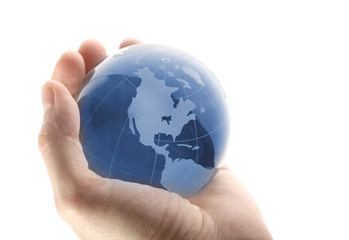 world in hand and global internet and business