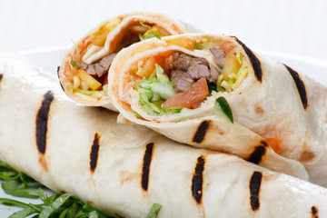 Tortilla Wrap Cut in Half.
