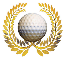 golf ball with golden laurel wreath