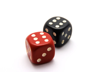 Black and Red Dice isolated on white