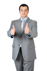 Businessman thumb up isolated on white background