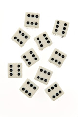 Würfel eines Spieles. Sechser. Glück und Erfolg im Spiel.