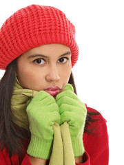 girl wearing winter cap and scarf