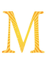 Colorful Alphabet orange and yellow glowing grunge m