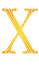 Colorful Alphabet orange and yellow glowing grunge X