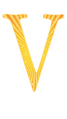 Colorful Alphabet orange and yellow glowing grunge v