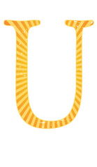 Colorful Alphabet orange and yellow glowing grunge u