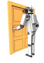 Robot przy drzwiach.