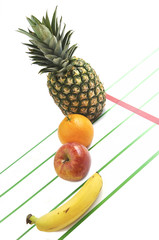 Fruit's race. Diet concept.
