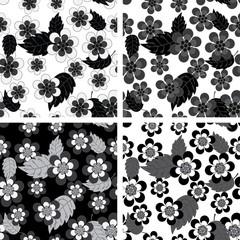 Seamless black and white flower wallpaper
