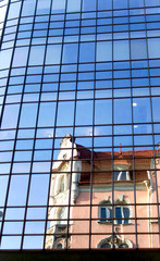 Glass wall of office building