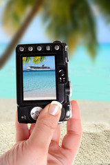 Taking picture ofl ship and beach