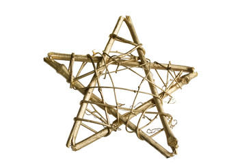 golden christmas star isolated on white