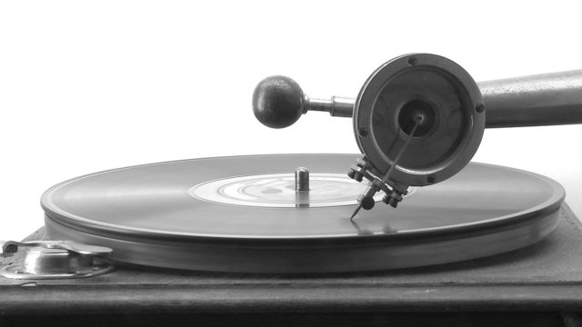 Antique Gramophone playing a disc