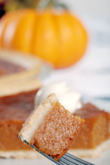 pumpkin pie on a fork