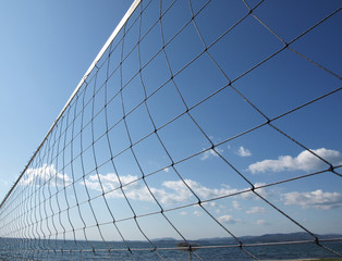 Fototapeta na wymiar Volleyball net against the sky