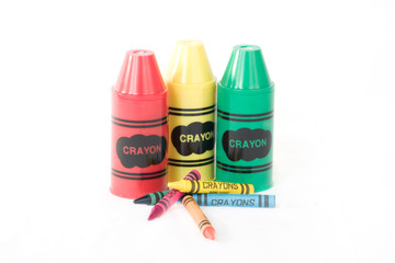 Isolated Generic Crayons with Sharpeners