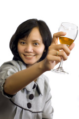 Woman Celebrating With Wine