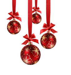 Christmas balls red ribbon