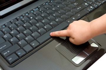 keyboard and child finger