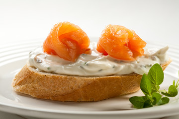 Sandwiches - bread with cream cheese and smoked salmon