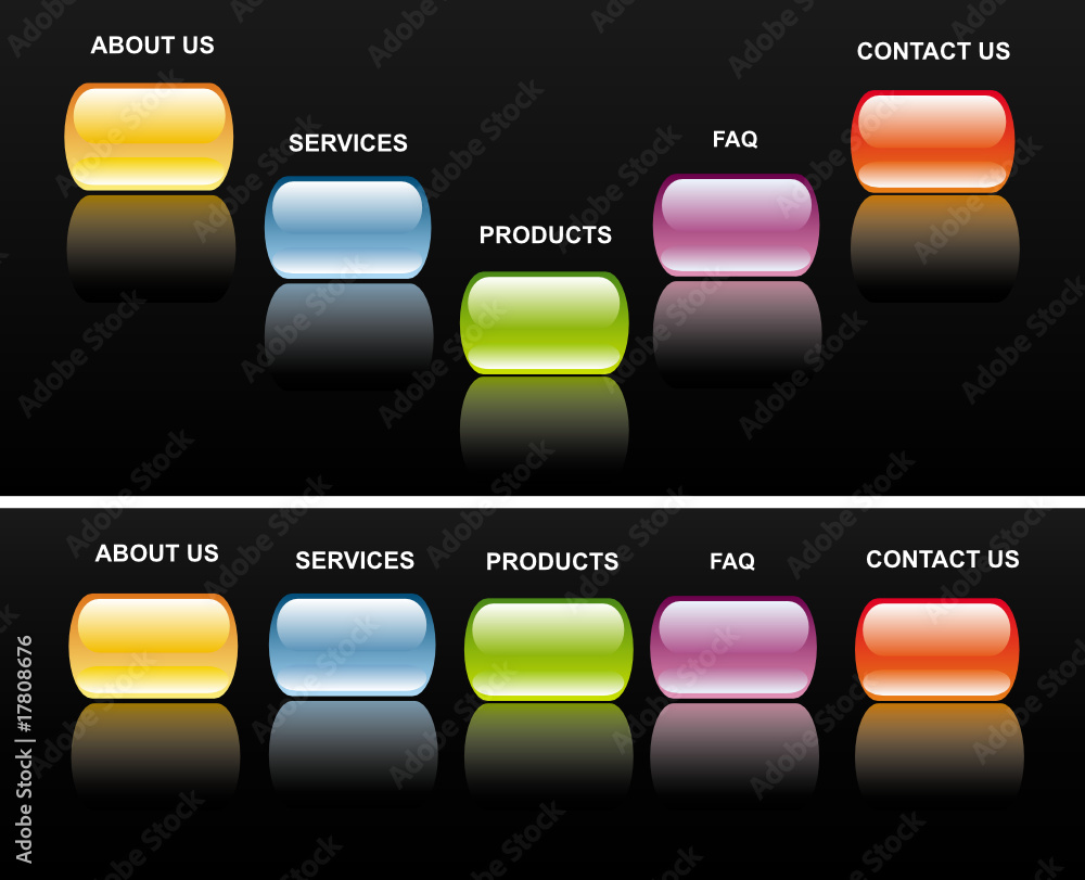 Poster navigation template with glossy buttons