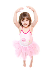 little ballerina wearing tutu isolated on white