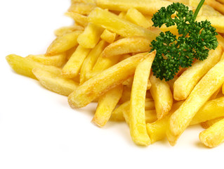 french fries on white background