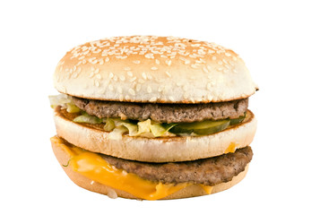 Hamburger with cheese and meat