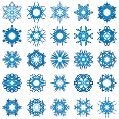 Set of 25 a six-rays crystal gradient snowflakes.