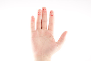 Hand with emotion drawings