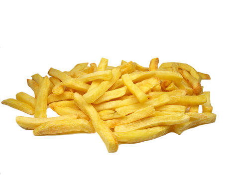 French fries on white background