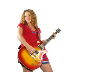 Fototapeta premium Young musician girl isolated