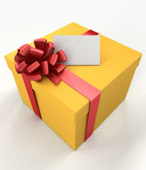 Gift box with a card.