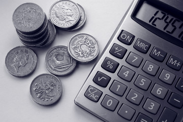 Pound coins and calculator