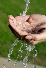 Water in palms of hands