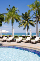 Swimming pool on a sunny day.Pattaya city in Thailand