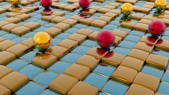 Moving spheres in labyrinth