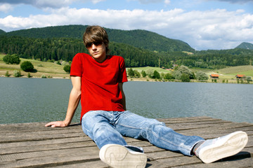 Fototapeta premium Good looking boy with sunglasses
