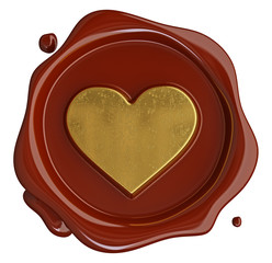 Wax seal gold heart