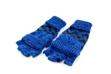 pair of finger free gloves over white background