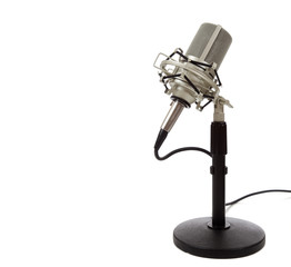 vintage ribbon microphone on a white  background