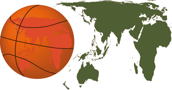 basketball ball and European continent map
