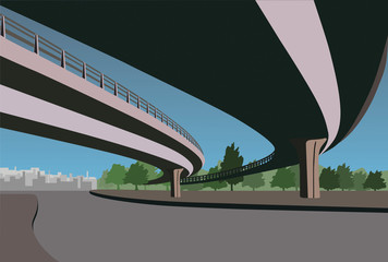 vector illustration of a cityscape - obrazy, fototapety, plakaty