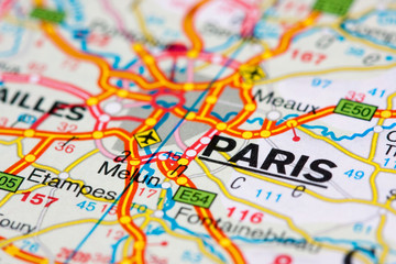 Naklejka premium Road map around Paris