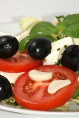 mediterranean salad with cheese and organic olive