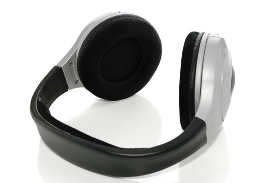 Wireless headphones on white with clipping path