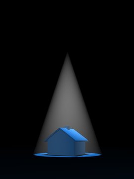 Blue Schematic House In The Spot Light